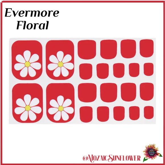 22 Pedicure Wraps 5 𝐅𝐨𝐫 $𝟗 Evermore Floral Red Daisy Design NEW - Picture 1 of 2